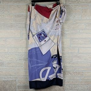 Silk Ralph Lauren Nautical Wrap Skirt
